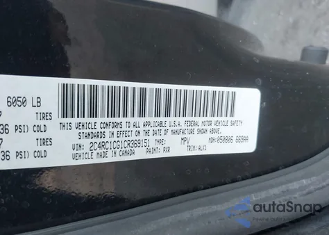 2012 Chrysler Town & Country Touring-L из США, поврежденный, VIN 2C4RC1CG1CR369151